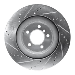 Land Rover Range Rover Brake Rotor (1) - Front Right - R1 Concepts - Drilled & Slotted - Silver - `06-`09